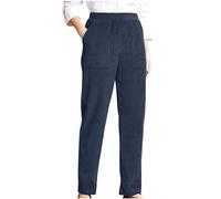 Pantalones de pana para mujer de pierna recta, cintura elástica, pantalones de trabajo de ajuste suelto, color liso, pantalones casuales con bolsillos, pantalones cómodos de estilo lounge para mujer
