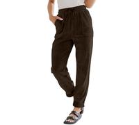 Pantalones de Pana para Mujer de Talle, Pantalones de Vestir de Pierna Recta, cómodos Pantalones de Trabajo Casuales de Negocios con Bolsillos Pantalon Mujer Invierno Ancho Ciclistas para (Brown, M)