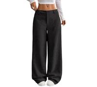 Pantalones de pana para mujer, holgados, con cordón alto, pierna ancha, cintura elástica, cómodos, pantalones de trabajo suaves y acogedores, pantalones de pana de pierna ancha para mujer, Negro, XL