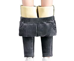 Pantalones de pana para mujer pequeños, leggings para mujer, con bolsillo, color sólido, con forro polar, cómodos, gruesos, pantalones de trabajo, clásicos, cálidos, pantalones térmicos ajustados