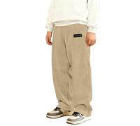 Pantalones de Pana para niño, clásicos, de Pierna Recta, Informales, Suaves, cómodos, Resistentes, para el Uso Diario Escolar. (Khaki, 15-16 Years)