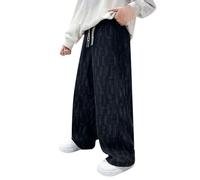 Pantalones de pana para niño, pierna ancha, cintura alta, holgados, informales, ropa de calle, pantalones de ocio, pantalones de jogging, pantalones largos cargo al aire libre, Negro , 170