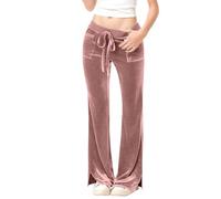 Pantalones de pana vintage para mujer, cintura alta, corte bootcut | Pantalones térmicos acampanados térmicos de pierna ancha, cintura elástica, pantalones de senderismo, pantalones de invierno