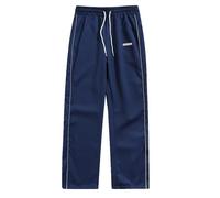 Pantalones de paracaídas genéricos para hombre con cintura elástica y bolsillos, azul marino, S