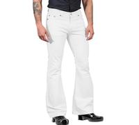 Pantalones de percusión para hombre de los años 70 para carnaval, discoteca, pantalones acampanados para carnaval y carnaval, para hombre, pantalones de baile, hippie, pantalones de fiesta, Blanco, L