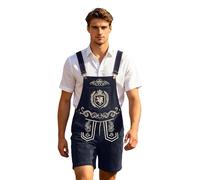 Pantalones de peto para hombre, Oktoberfest, pantalones de hombre, estampado, A5-azul marino., XS