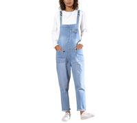 Pantalones de peto para mujer, estilo informal, holgado, Demin Bib, mono de pierna ancha, elástico, con tirantes, corte holgado, vaquero, informal, recto, pierna ancha, ropa de calle, R Azul Claro, S