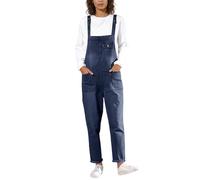 Pantalones de peto para mujer, estilo informal, holgado, Demin Bib, mono de pierna ancha, elástico, con tirantes, corte holgado, vaquero, informal, recto, pierna ancha, ropa de calle, R azul., L