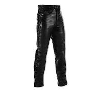 Pantalones de piel A-pro Senkel para motocicleta Custom, Chopper, Touring, 5 bolsillos, negro, 42