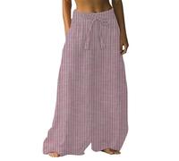 Pantalones de pierna ancha para mujer, pantalones de lino del Reino Unido, estilo festivo, estilo retro, estampado étnico, pantalones casuales para - Ajuste cómodo y relajado, perfecto para verano