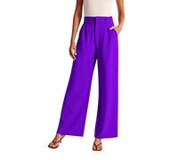 Pantalones de pierna ancha para mujer, pantalones de traje de talle alto, informales, de negocios, pantalones fluidos, pantalones de neopreno para oficina, morado, XL