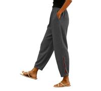 Pantalones de pierna ancha para mujer, punto gofre, cintura alta, casuales, sueltos, palazzo, suaves, de longitud completa, pantalones lisos laterales con bolsillos, para salir, oficina, trabajo, gris
