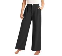 Pantalones de pierna ancha para niña, pantalones casuales de negocios de cintura alta y para 514Y conjunto de leggings y camiseta para niñas, Negro , 150