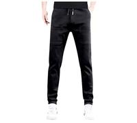 Pantalones de pierna recta elásticos con bolsillo liso europeo para hombre, pantalones deportivos casuales anchos y de moda para el comercio exterior, Negro , XS