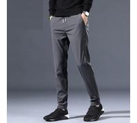 Pantalones de pierna recta suelta de color sólido para hombre, secado rápido, seda de hielo, pantalones de moda para vacaciones de verano, uso diario, talla M a xxxxl (L gris oscuro)