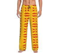 Pantalones de pijama abstractos de la bandera española para hombre, pantalones de dormir con bolsillos, cintura elástica, cómodos, suaves, regalos para hombre, Negro, XL