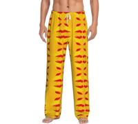 Pantalones de pijama abstractos de la bandera española para hombre, pantalones de dormir con bolsillos, cintura elástica, cómodos, suaves, regalos para hombre, blanco, XXX-Large