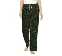 Pantalones de pijama cómodos con estampado de fórmula matemática para mujer, con cordón y bolsillos, ligeros y suaves, Negro, S