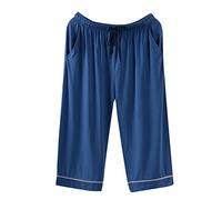 Pantalones de pijama cortos de algodón para hombre, pantalones de pijama para hombre, traje de casa corto, bolsillos a ambos lados, ropa de salón, suave y cómodo, camisón monocolor, corte regular