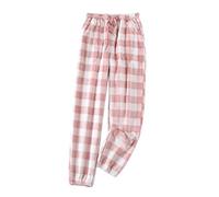 Pantalones de pijama de franela de algodón para mujer, pantalones de descanso a cuadros para mujer, pantalones de pijama de felpa súper suave, pantalones de pijama con cordón, pantalones largos de