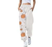 Pantalones de pijama de Halloween para mujer, pantalones deportivos de cintura alta, pantalones casuales divertidos con estampado de calabaza, fantasma, talla grande, cómodos disfraces de Halloween
