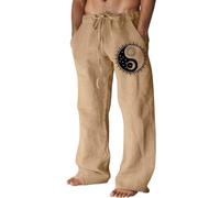 Pantalones De Pijama De Hombre Largo De Lino Pantalones De Trabajo Ligero Transpirable Para El Verano Pantalones Deportivos Correr Cintura Elástica Cordón De Ajuste Ropa Deportiva Ropa De Dormir