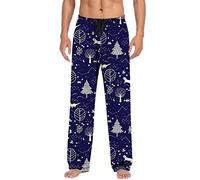 Pantalones de pijama de Navidad para hombre con cordón y bolsillos de espuma, azul, XXXL