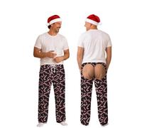 Pantalones de pijama de poliéster para hombre, estampado a cuadros | Pantalones de longitud completa de aspecto suave con una cintura visible, se muestra en azul, verde, rojo y negro a cuadros o