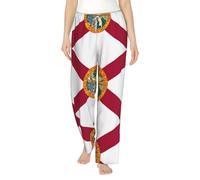 Pantalones de pijama holgados con estampado de bandera de Florida para mujer, pantalones de dormir suaves y cómodos para damas, niñas en Navidad, blanco, L