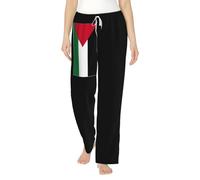 Pantalones de pijama holgados con estampado de bandera de Palestina para mujer, pantalones de dormir suaves y cómodos para mujeres y niñas en Navidad, blanco, S