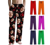 Pantalones de Pijama Hombre Personalizado con Foto de Cara o Mascota, Pantalón Pijama Mujeres Personalizada Diseña tu Imagen Pijamas Regalos Navidad Cumpleaños Divertidos para pareja familia