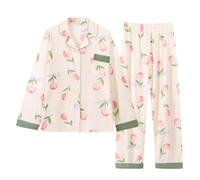 Pantalones De Pijama Largo Y Fluido Mujer Top Pijama Mujer Manga Larga Conjunto 2 Piezas Pijama Con Botón 2026 Nueva Ropa De Dormir Impreso Con Patrón Camiseta Manga Larga Camiseta, Sky Blue, XL