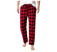 Pantalones de pijama para hombre a cuadros, ligeros, cintura media, bolsillo grande, pantalones cómodos para el tiempo libre, transpirables, suaves, hipoalergénicos, rojo, M