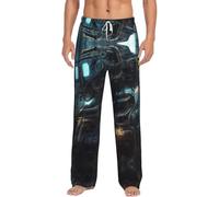 Pantalones de pijama para hombre, cintura elástica ajustable con estampado de robot futuro, pantalones cálidos y cómodos, ropa de vacaciones para el hogar, blanco, XL