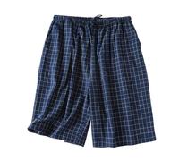 Pantalones de pijama para hombre cortos de algodón, pantalones cortos para hombre, elásticos, a cuadros, de secado rápido, de noche, con bolsillos, pantalones cortos de verano, ligeros, para el tiempo