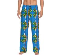 Pantalones de pijama para hombre, diseño de banderas de América del Sur, pantalones de pijama con bolsillos, cintura elástica, cómodos, suaves, regalos para hombre, Negro, XXL