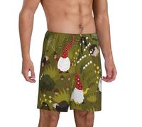 Pantalones de pijama para hombre, diseño de gnomos jugando en el jardín, cómodos pantalones cortos de pijama para hombre, pantalones cortos de pijama para hombre, Negro, 4X-Large