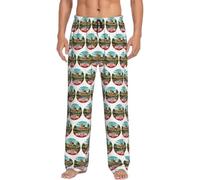 Pantalones de pijama para hombre, diseño de paisaje urbano de Barcelona, España, con bolsillos, cintura elástica, cómodos, suaves, regalos para hombre, Negro, L