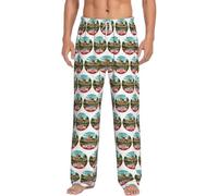 Pantalones de pijama para hombre, diseño de paisaje urbano de Barcelona, España, con bolsillos, cintura elástica, cómodos, suaves, regalos para hombre, blanco, XL