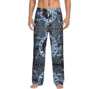 Pantalones de pijama para hombre, estampado de diagrama Ying Yang, cintura elástica ajustable, cómodo pantalón de descanso, transpirable con cordón para vacaciones, blanco, XL
