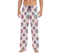 Pantalones de pijama para hombre, mandalas florales rosas, pantalones de dormir con bolsillos, pantalones de pijama suaves para hombre, Mandalas de color rosa floral, X-Large