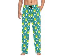 Pantalones de pijama para hombre, pastor alemán, café, granos de café, pantalones de pijama de algodón para hombre con bolsillos, pantalones de descanso, Rana A176, XL