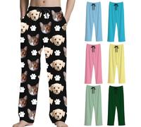 Pantalones de Pijama para Hombre Personalizado con imagen Pijama Hombre Invierno Personalizada con Foto de Cara Navidad Halloween Aniversarios Pijamas Regalos para Él Ella Pareja familiares amigos