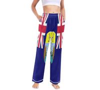 Pantalones de pijama para mujer, de seda satinada, ligeros, pantalones de noche para mujer, pierna ancha, cintura elástica, tallas S-XXL, Bandera de Santa Elena, Ascensión y Tristán Da, XL