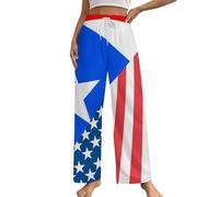 Pantalones de pijama para mujer, diseño de bandera de Estados Unidos y PuertoRico, pantalones de descanso suaves y cómodos, Estilo:, 5XL