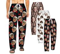 Pantalones de Pijama Personalizados para Hombre Personaliza con Fotos de tu Cara, Pijama Personalizado Regalos Personalizados para Hombres y Mujeres