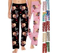 Pantalones de pijama personalizados para hombre y mujer, pantalones de pijama con foto personalizada, estampado de cara de perro y mascota, Estilo 14., S-2XL