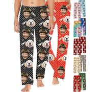 Pantalones de pijama personalizados para hombre y mujer, pantalones de pijama con foto personalizada, estampado de cara de perro y mascota, Estilo 20, S-2XL