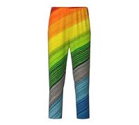 Pantalones de pijama unisex con estampado de rayas de color arcoíris, suaves, elásticos, ropa de dormir casual para invierno, primavera, verano y otoño, Negro, XXL