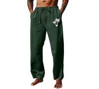 Pantalones de playa de lino para hombre, pantalones de yoga para hombre, pantalones casuales de lino de algodón con bolsillos, pantalones de cordón con cintura elástica, pantalones hawaianos de playa